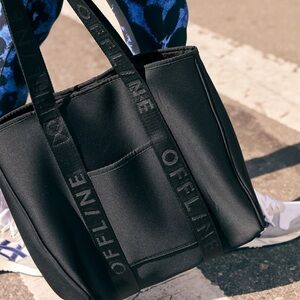 OFFLINE By Aerie Black Neoprene Tote Bag Gym Carry-On Workout Travel